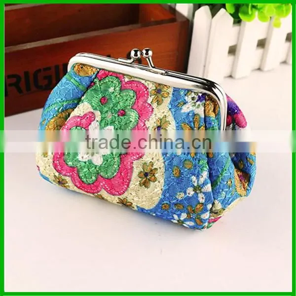 Amazon Hot Sale Coin Purse With Embroided Flower
