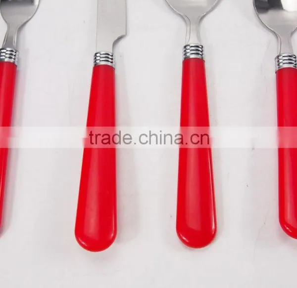 Red 16Pcs Stainless Steel Cutlery Set With Plastic Handles photo-4