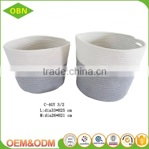 China Hand Sewing Basket Coiled Cotton Rope Bin photo-2