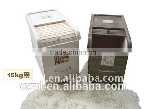 Natural Solid Wood Storage Box With Lid Kitchen Use Wooden Container Wood Rice Box photo-2
