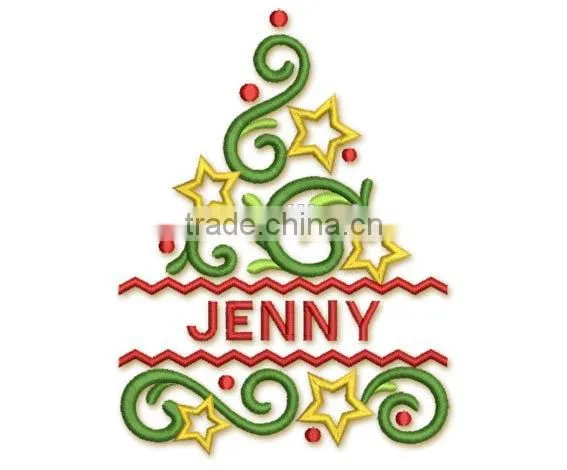 Christmas Tree Machine Embroidery Design Beautiful Elegant Font Frame photo-3