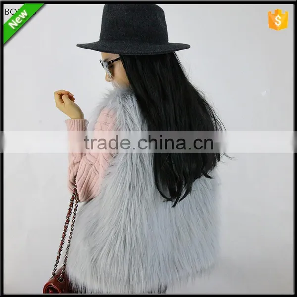 Top Quality Luxury Hot Sale Lady Waistcoat Silver Faux Fox Fur Vest photo-6
