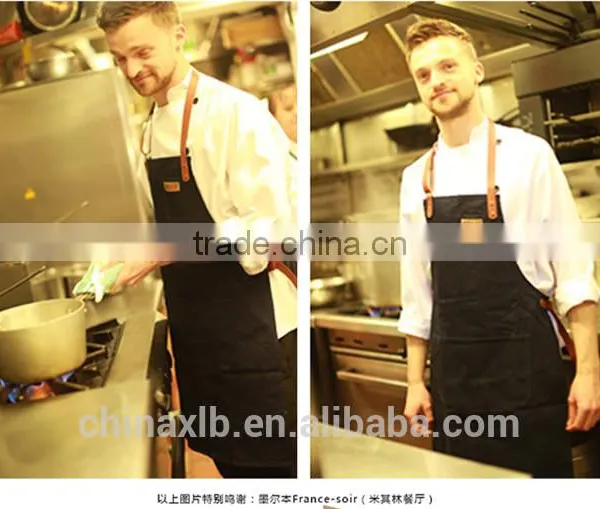 Fashion Bib Apron With Leather Strap for Work photo-5