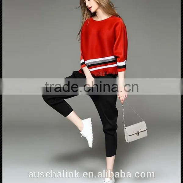 2016 Summer Loose Oversized Colorful Combination Striped T-shirt photo-3