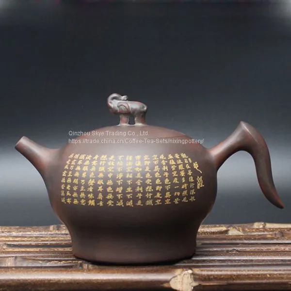 Hand Engraving Tea Pot Elephant Teapot Cover Nixing Pottery Tea Ware photo-3