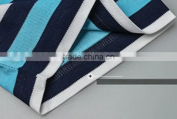 New Fashion Promotion White Collar Cheap Breathable 70% Polyester 30% Cotton Stripe Pique Polo T-shirt photo-6