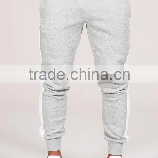 Cotton Spandex Gym Tracksuit Wholesale Jogger Pants With Contrast White Piping to Slide Seams photo-3
