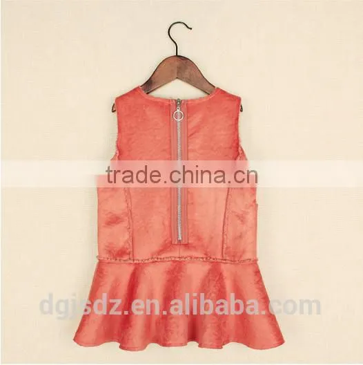 Faux Leather Children Winter Frocks for Girls Kids Frozen Dress photo-3