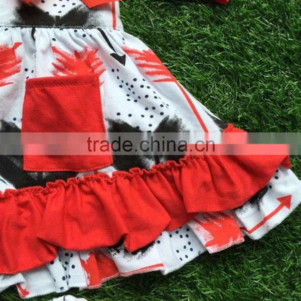 Infant Baby Girls Boutique Clothing Sets Toddler Outfits Baby Feather Red Swing Top Outfits With Match Headband photo-4