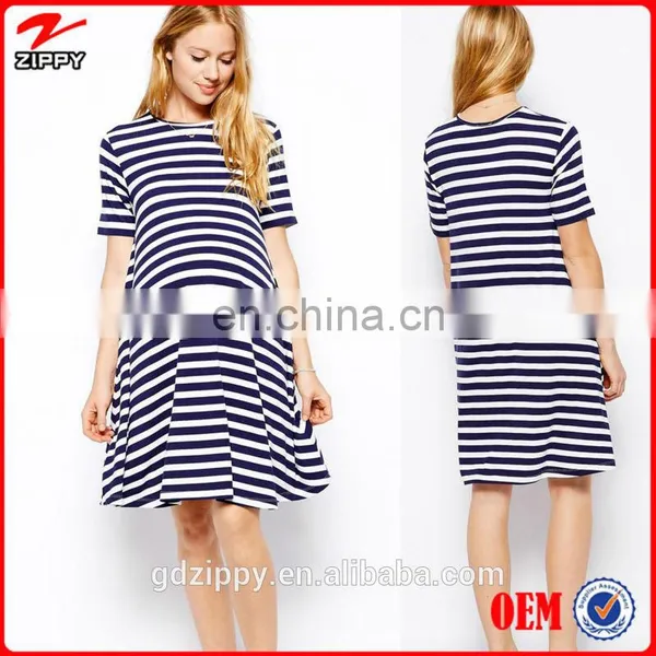 2015 New Summer Fashion Wholesale Maternity Wear /Maternity Swing Dress In Stripe