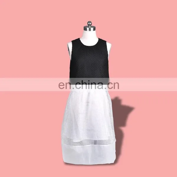 Two Pieces Style Dress White Skirt and Black Top photo-2