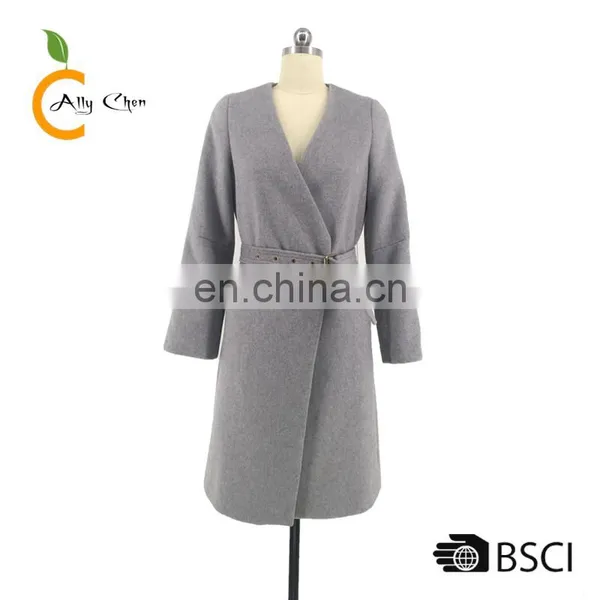 Wrap Design Elegant Shape Double Spring Autumn Jacket Coat Women