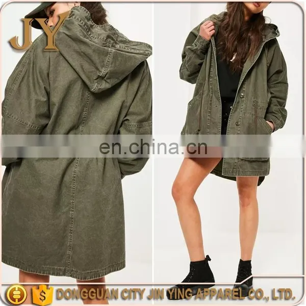 Better Quality 100% Cotton Amry Green Plan Parka Coat Women Parka Jacket