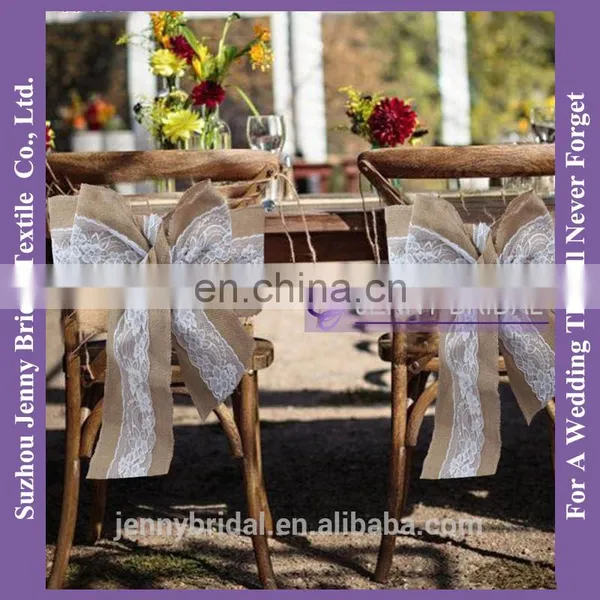 C388B Halloween Hessian Jute Bow Lace Rustic Nature Burlap Chair Sash photo-3