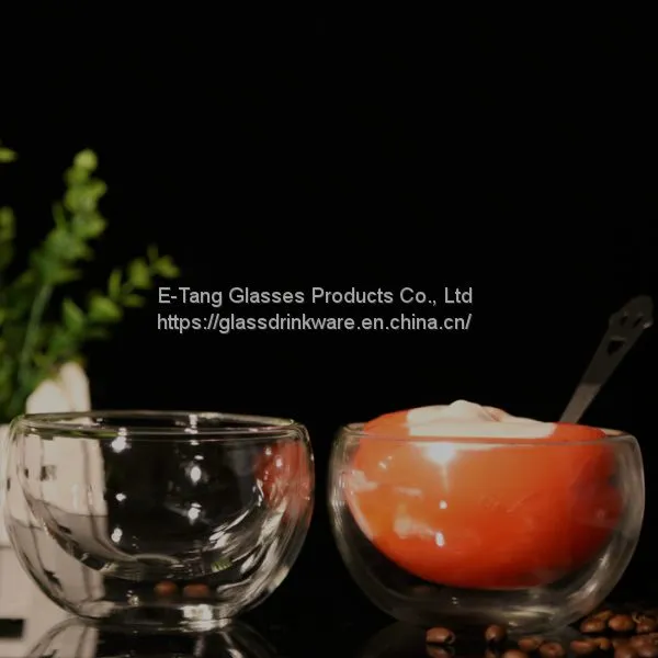 Cheap Handmade Heat Resistant Borosilicate Glass Double Wall Glass Salad Bowls