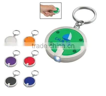 Mini Super Bright Light Round LED FlashLight With Keyring KeyChain photo-2