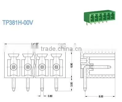 Termin Block Header Male Sockets Pitch : 3.81mm 300V 8A 2P-22P Pluggable Terminal Blocks , Plug-in Terminal Blocks photo-2