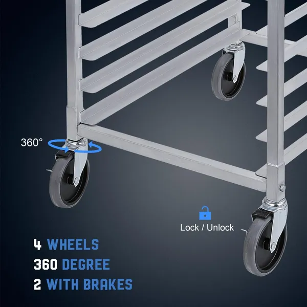 20-inch Baking Tray Rack With Wheels, Stackable Trolley, Can Hold Half or Whole Baking Trays. photo-4