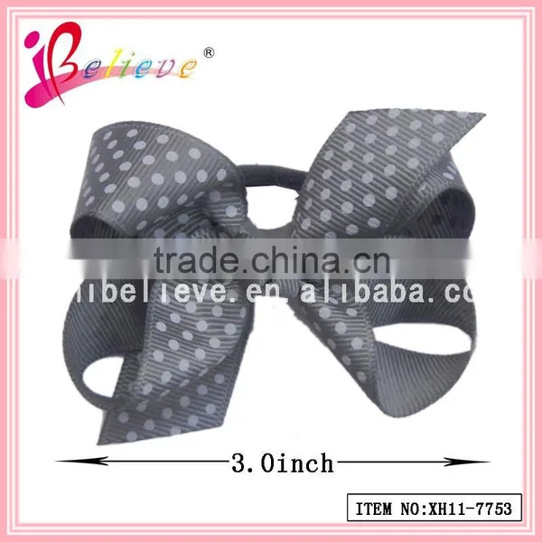 2014 Top selling reasonable price dot grosgrain ribbon bow with elastic loop (XH11-7753)