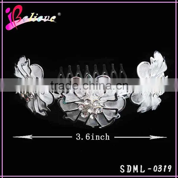 China Products Bridal Hair Jewelry Wholesale Metal Silver Hair Jewelry Hair Cutting Comb photo-3