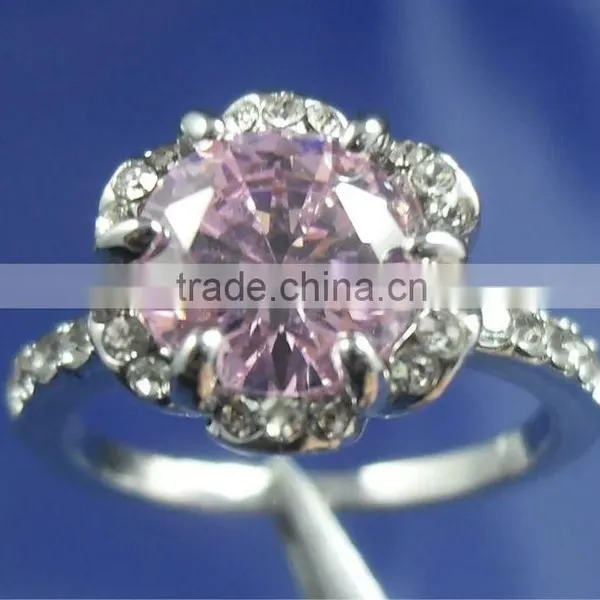 Luxury White Gold Plated Light Blue Zircon And Rhinestones Engagement Ring For Women photo-5