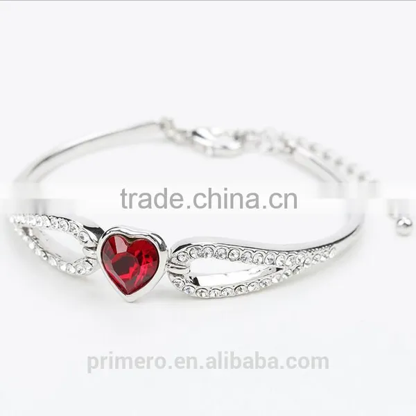 Love Gifts Austrian Crystal Rhinestones Heart Angel Wings Bracelet Bangle Jewelry photo-3