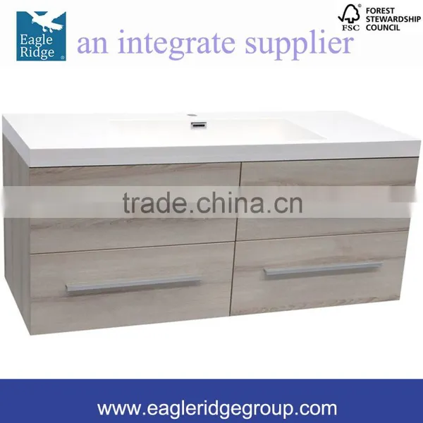 Soft Closing Drwers Vanity, Single Basin Wall Hung Vanity, Pale Wood Bathroom Vanity K1200P photo-3
