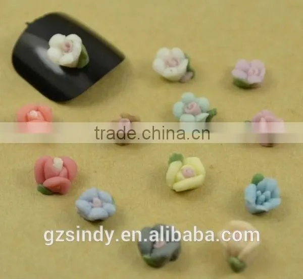 500pcs Five-petaled Bulk Packaging Wholesale Nails Art 3D Ceramic Flower for Nail ZX:TC819 photo-3