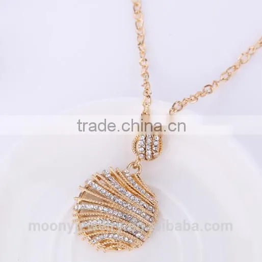 Factory Hot Design Crystal Necklace Chain Fashion Double Round Strip Pendant Necklace