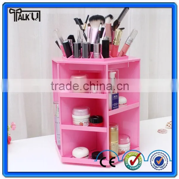 Beautiful Lady Rotatable Pink Counter Clear Acrylic Make up Organizer With Dividers, Custom Lipstick Holder Make up Organizer photo-4