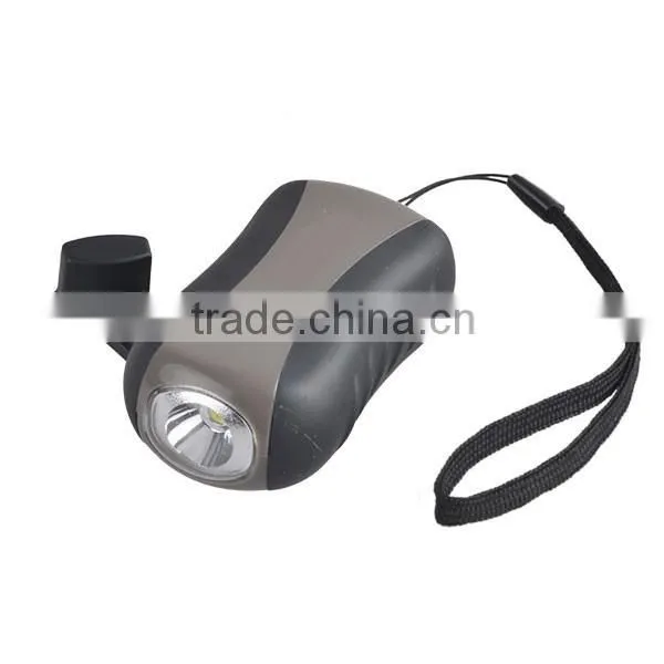 PVC Plastic Hand Cranking LED Manual Rechargeable Torch photo-3