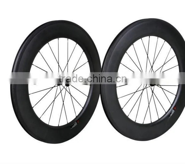 100% Hand Build Bicycle Wheels 700c Carbon Bike Wheels 700c 88mm Clincher, 700C 88mm Clincher Carbon Wheelset Road Bicycle photo-2