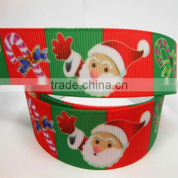 high quality diy custom printed 100% polyester Christmas ribbed band ribbon