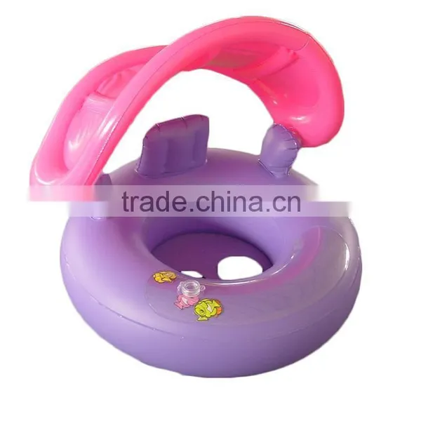 Sun Canopy Baby Boat Pool Toy,cute Inflatable Baby Float in Pink and Purple