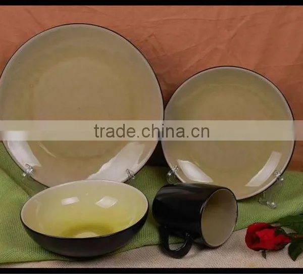 Changing Color Glaze Stoneware Tableware Made in China 16pcs Ceramic Dinnerware Color Glaze Stoneware Dinner Set