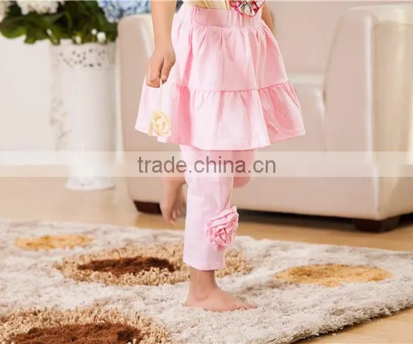 2016 Wholesale Children Clothes Light Pink Baby Leggings With Skirt Kids Leggings With Flower photo-2