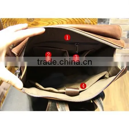 Men's Travel Hiking Bags Leather Military Backpack Bags photo-5