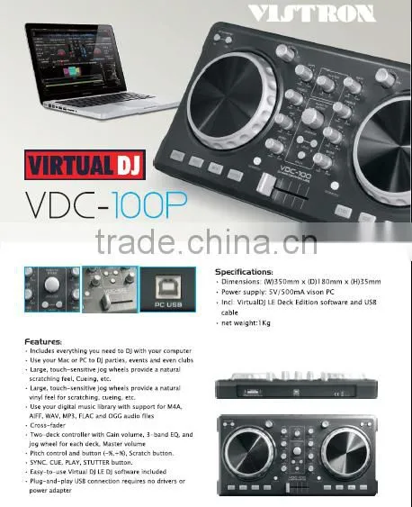VDC-100M Professional Mini Midi DJ Controller Turntable photo-2