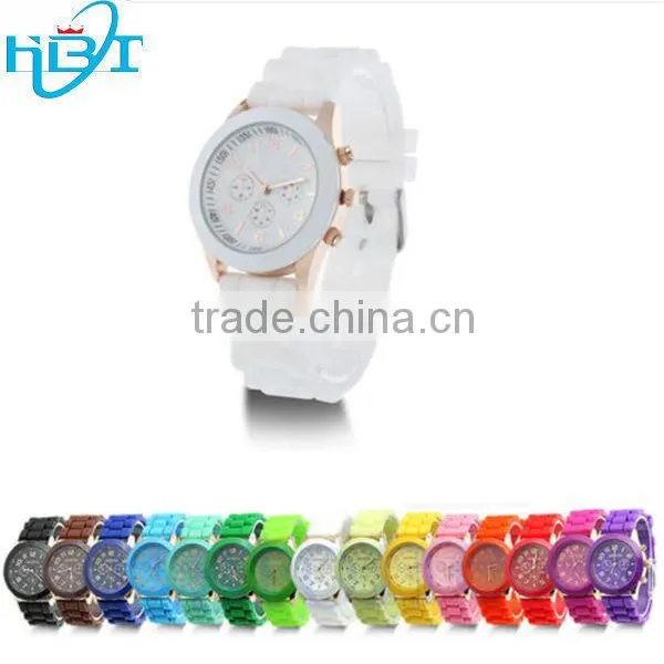 Fashion Geneva Candy Coloured Ladies & Mens Jelly Quartz Silicone Bracelet Watch at Cheap