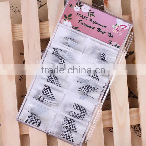 Black &whiteglitter False Nail Art 10 Sizes Artificial Nail Tips photo-2
