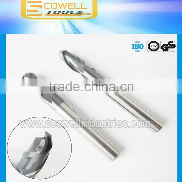 Tungsten Carbide CNC Ball End Mills Micro Grain Altin Coated ,Round Nose End Milling Cutter
