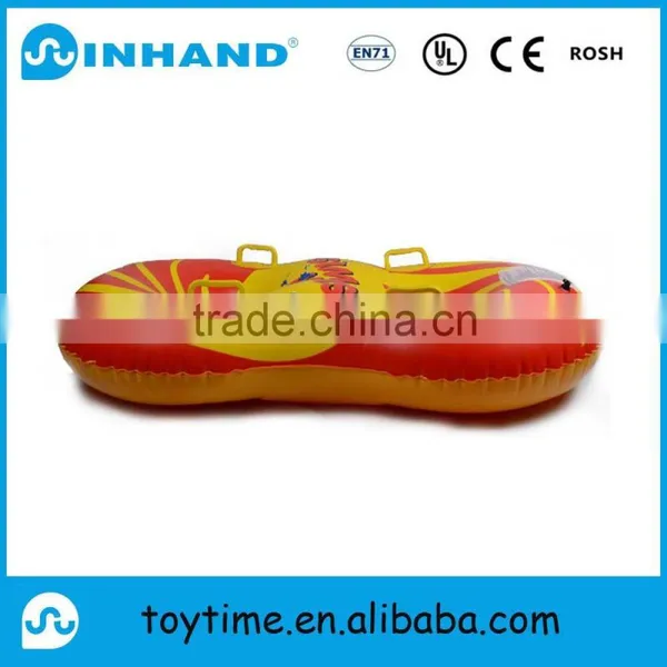 ASTM/EN71 Towable Double Yellow Pvc Plastics Inflatable Heavy Duty Snow Tube/ Inflatable Water Ski Snow Sled photo-3