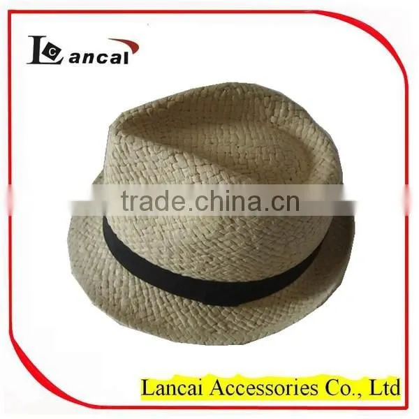 2016 Wholesale Natural and Black Straw Mens' Trilby photo-5