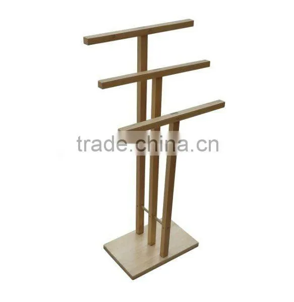 Wooden standing towel rack