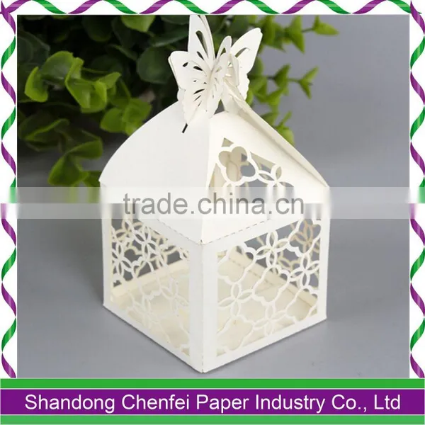 Butterfly and Flower Laser Cut Paper Candy Box for Wedding Favor