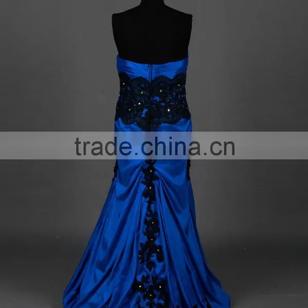 RSE681 Two Color Royal Blue Taffeta Mother Of The Bride Dresses Evening Dress photo-5