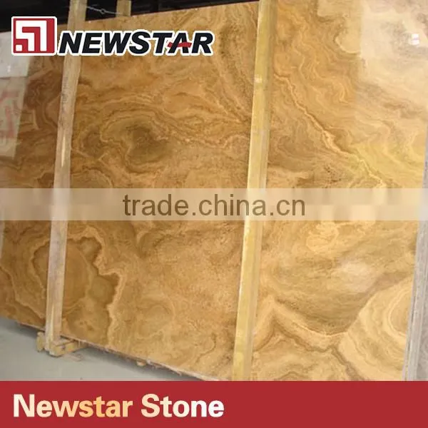 Newstar Polish Golden Yellow Wooden Marble Slab For Family Decoration photo-3