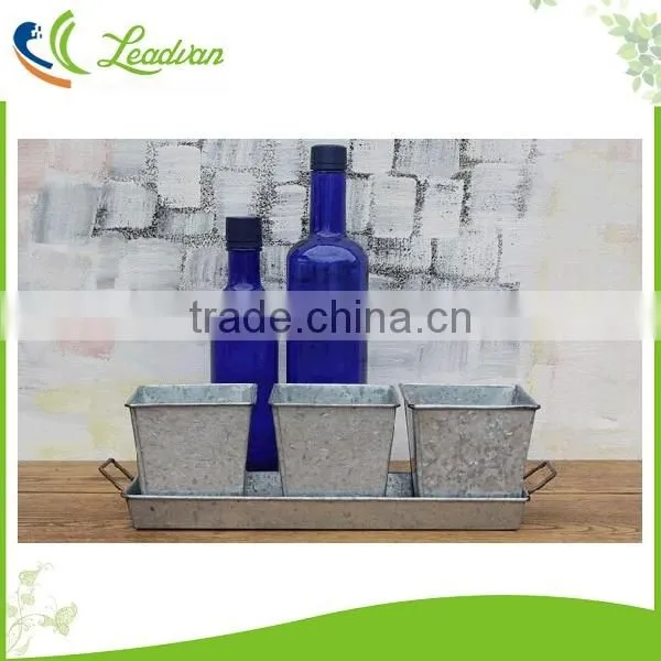Hot Sale Cheap Garden Small Metal Flower Pots With Tray for Garden photo-5