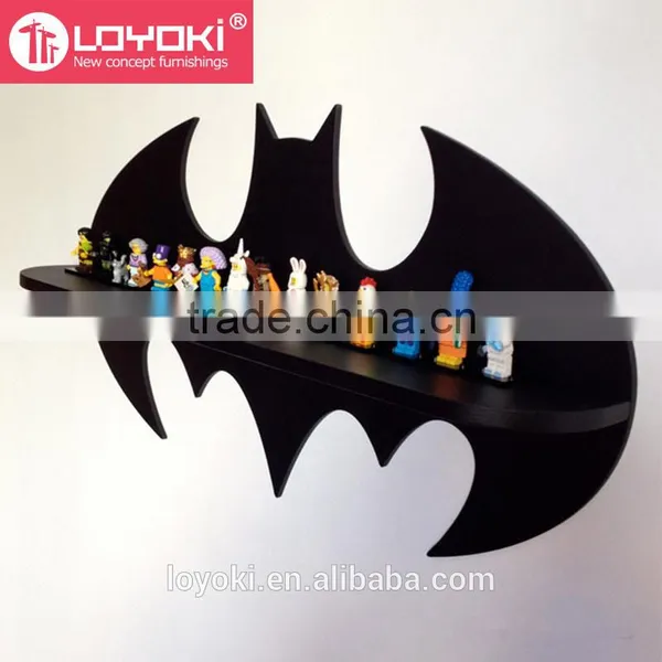 New Design Bat Cartoon Shape Wall Shelf for Kids Room Display Wooden Floating Shelf photo-2