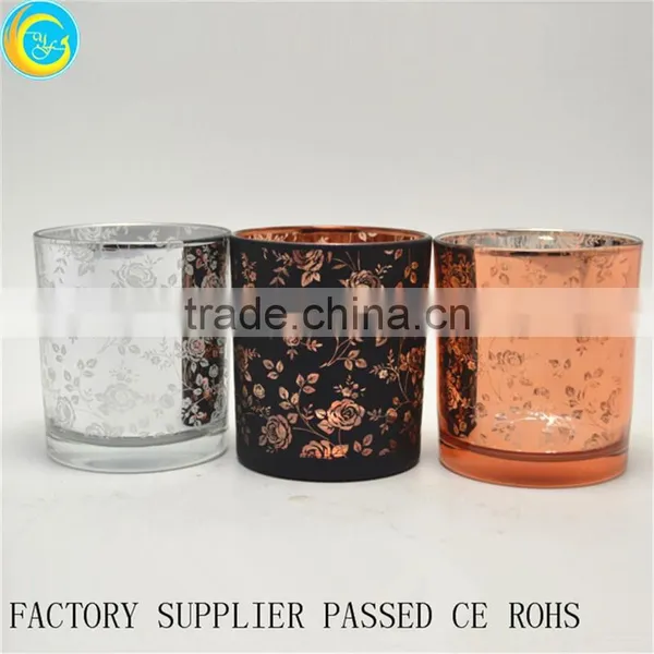 Black Laser Cut Rose Glass Candle Containers Candlestick photo-2